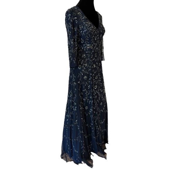 Aidan Mattox Blue Midnight Full Sequin Gown - Picture 8 of 12